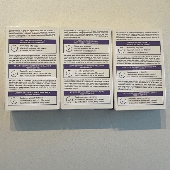 Lot of 3 NEW Nature By Canus Bar Soap Goats Milk with Lavender Oil 141g each - Picture 5 of 5